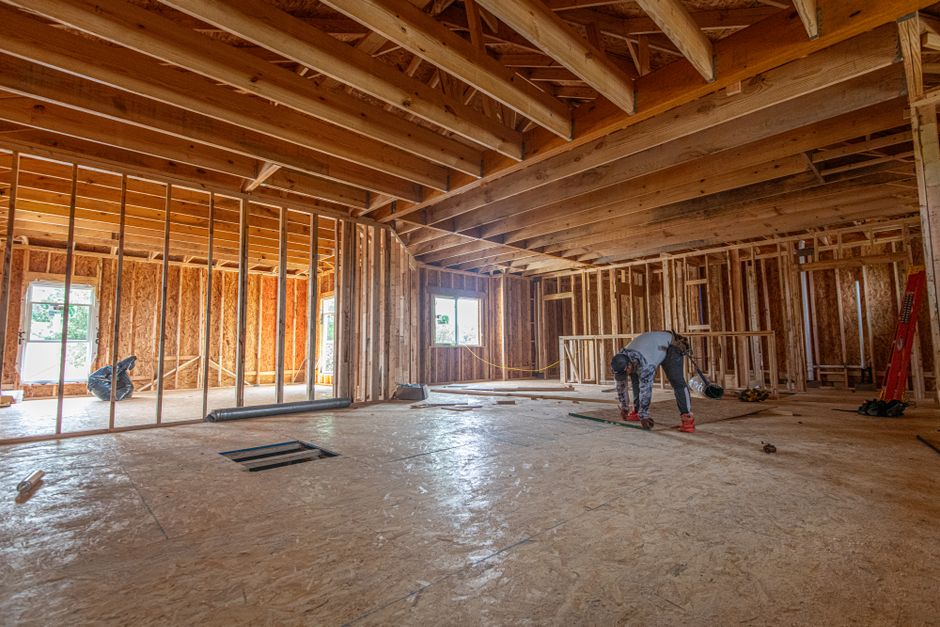 Home construction framing for a home addition